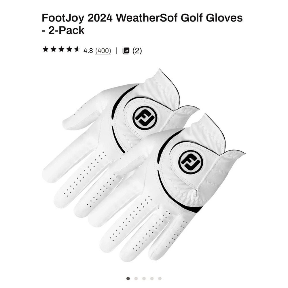 FootJoy WeatherSoft Golf Gloves Mens XL White 2-Pack Right Hand 66190E-401-XL
